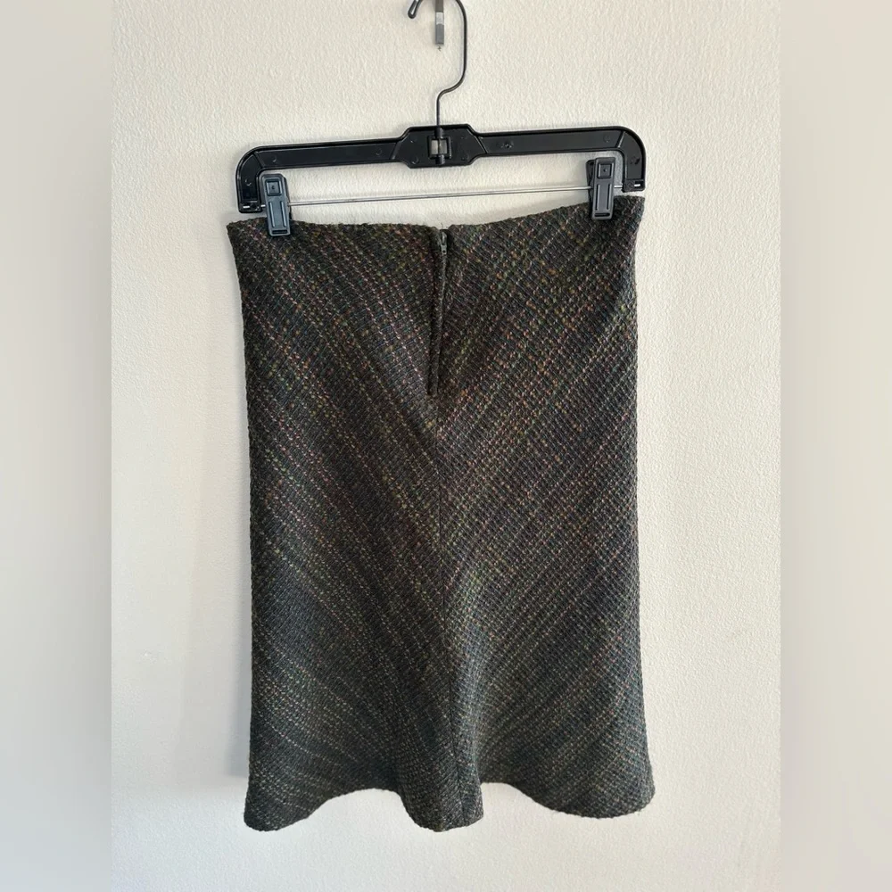 Vintage Tweed A-Line Skirt – H&M, Size 6, Academia Style, Green/Brown - Picture 8 of 8